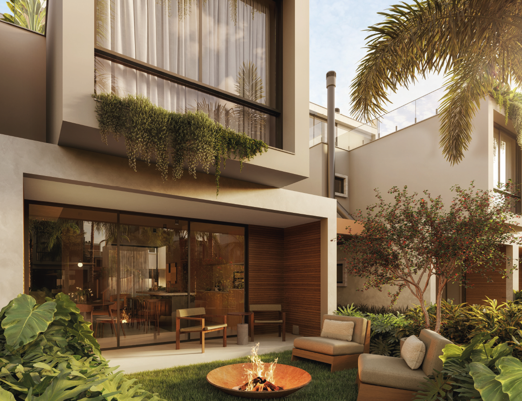 Jardim e living integrado